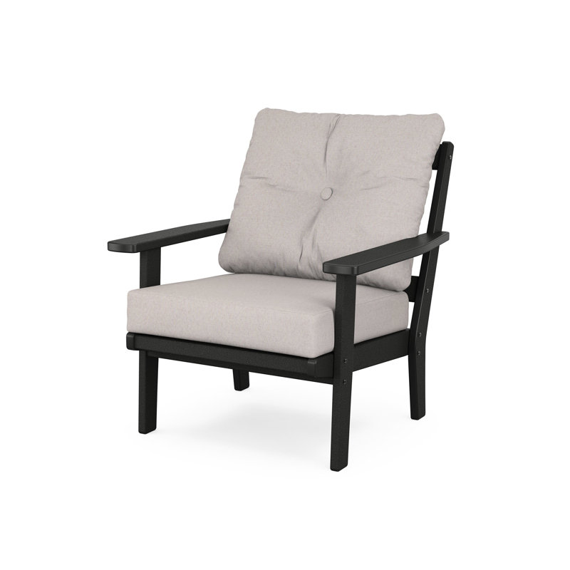 Oxford Deep Seating Chair, Black, Dune Burlap Revolution®