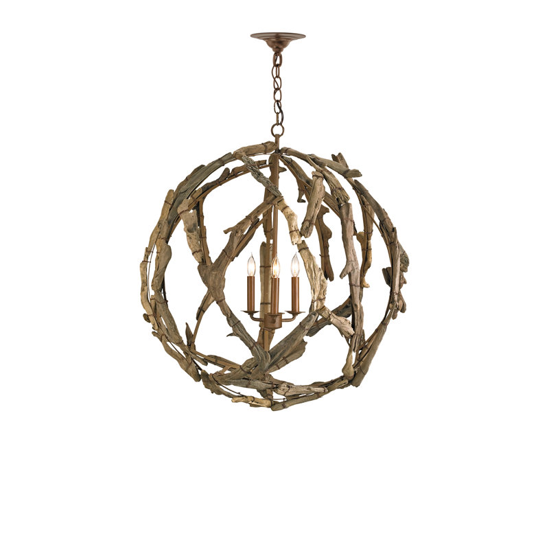 Lustre sphérique unique à 3 lumières Driftwood