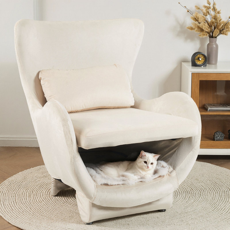 Méridienne Velvet Mid-Century, Blanc