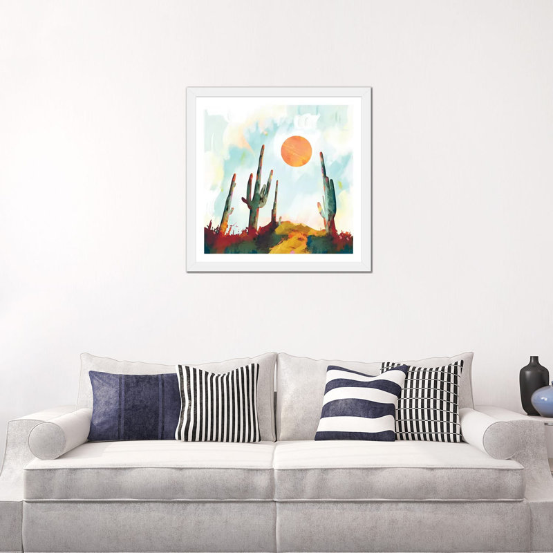 «Desert Day», reproduction d'impression, H 24 po x l 24 po x p 1 po, Blanc, Papier encadré blanc