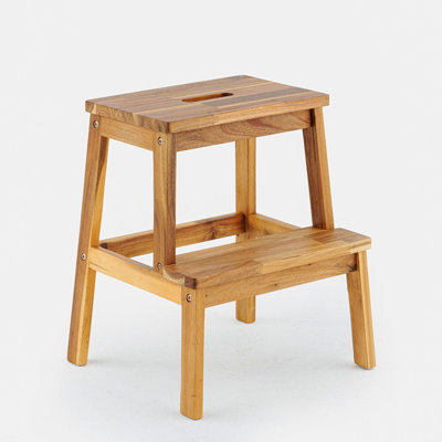 Wood Two Steps Stool Small Size Rectangle