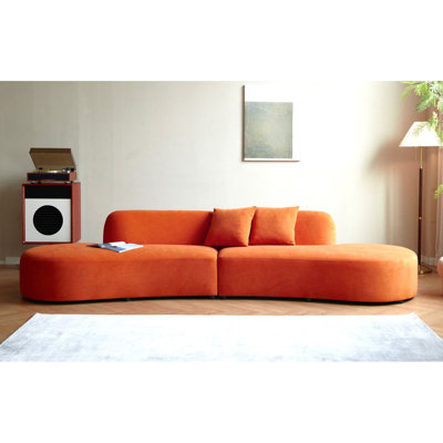 Canapé incurvé de 132 po avec coussins décoratifs, canapé de luxe en velours 6 places avec demi-lune et mousse haute densité, idéal pour les salons modernes, les bureaux et les appartements