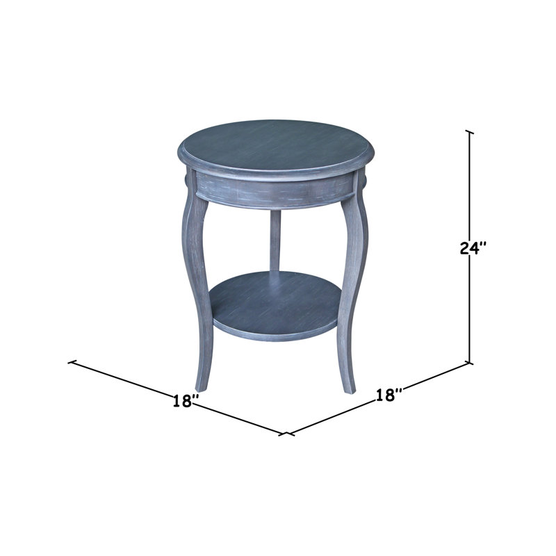 Table de bout en bois massif à 3 pieds Maretti, Gris bruyère antique délavé