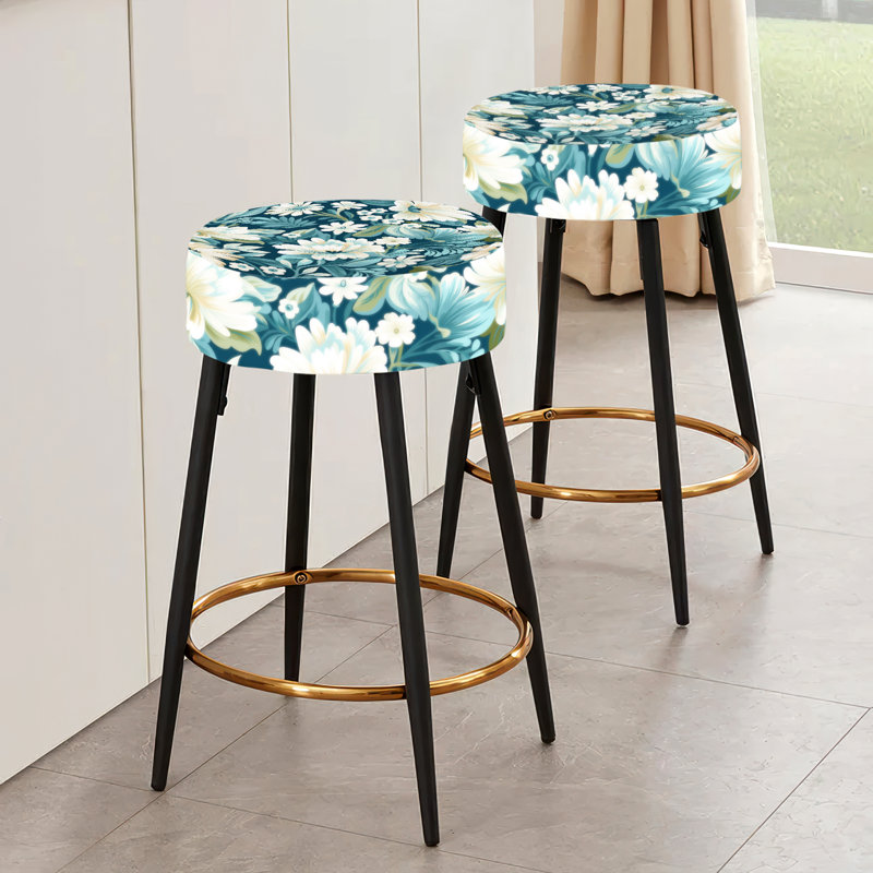 Ensemble de 2 tabourets de bar en damas blanc et vert clair