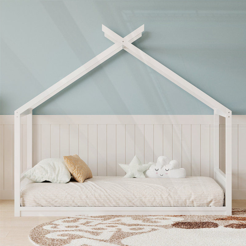 Structure de lit Montessori Style House, Double, Blanc