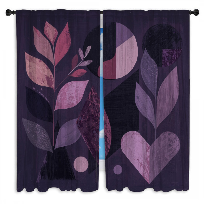 Rideaux géométriques à motif abstrait botanique et voilage obscurcissant - 2 panneaux, 40 po x 60 po - 2 panneaux