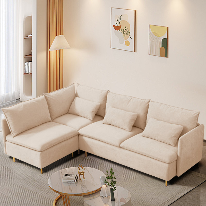 Canapé modulaire 3 pièces Porfire, Lin de coton beige