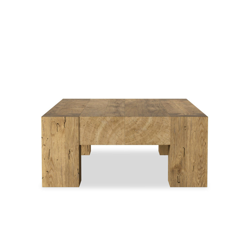 Abaso Coffee Table, 15" H x 70" W x 35" D, Rustic Wormwood Oak