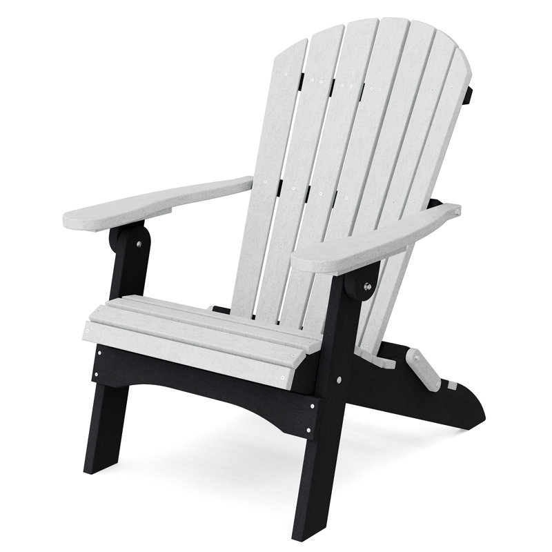 Heritage Folding Adirondack Chair, Light Gray/Black