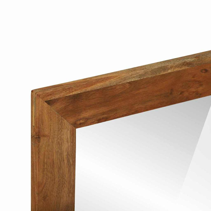 Solid Wood Rectangle Mirror, Brown Wood Acacia