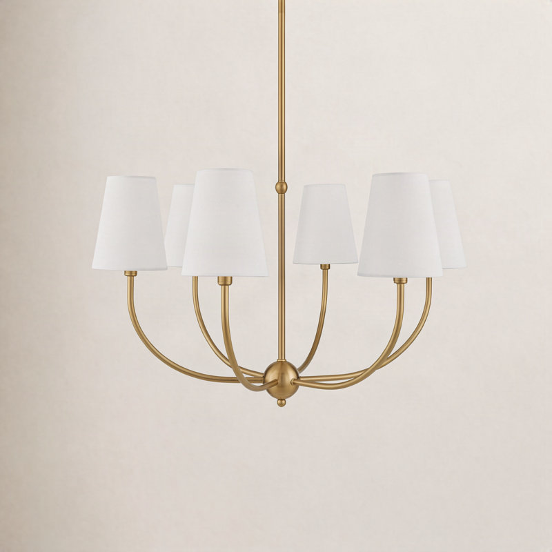 Zisa Zandy Chandelier, Brass, 6, 16" H x 29" W x 29" D