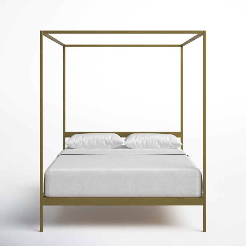 Aston Metal Canopy Bed, Gold, Queen, 80"