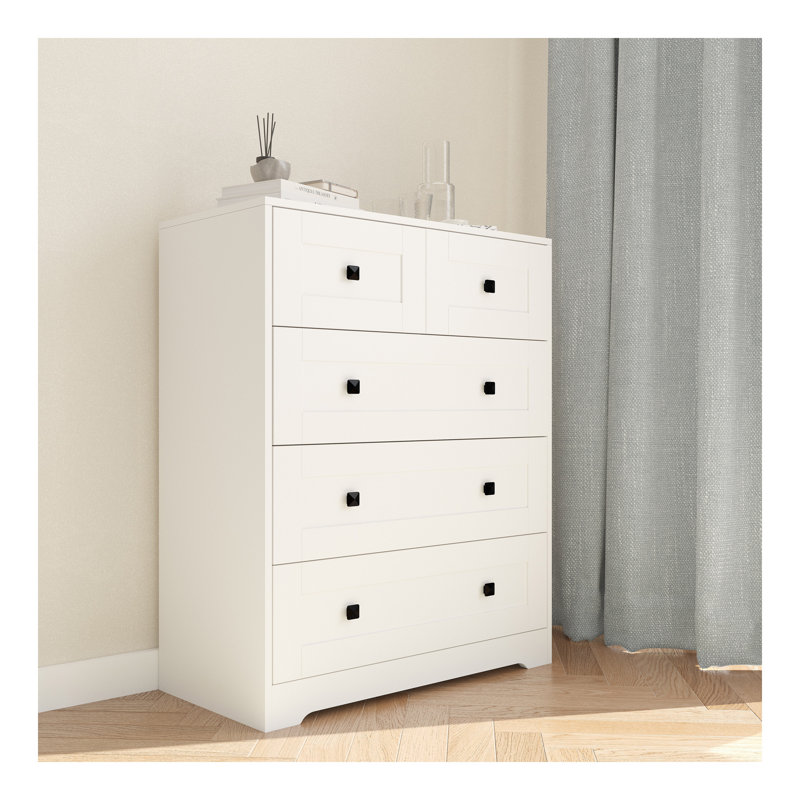 Commode 5 tiroirs avec porte de ferme blanche