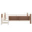 Lit simple au sol avec bibliothèques de rangement, lit pour enfant en bois massif, garde-corps et escalier, sans sommier, beige-485079095-485079093