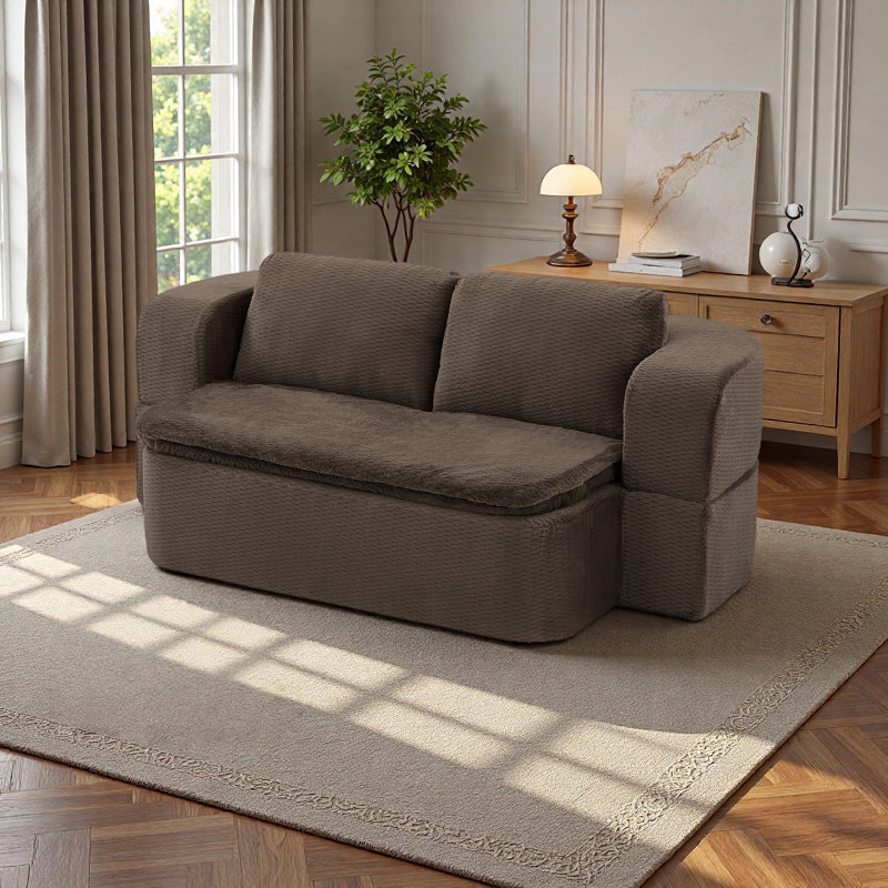 Convertible Sleeper Sofa Folding Futon Floor Foam Compression Sofa Bed, Dark Brown