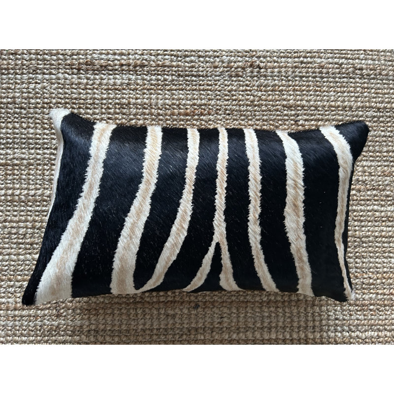 Lumbar Zebra Print Cowhide Pillow Case
