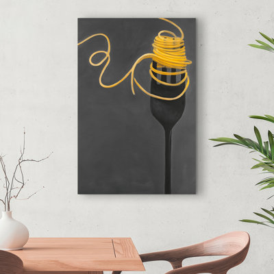 Spaghetti Pasta Around a Fork - Gastronomy Canvas Decor