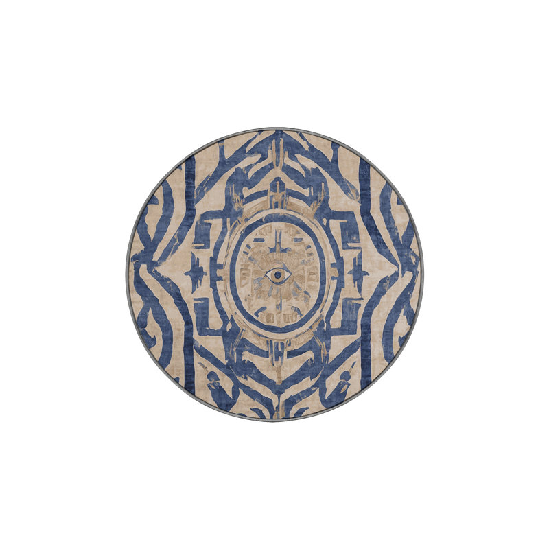 Tapis gris soyeux et moelleux, Rond 8 pi