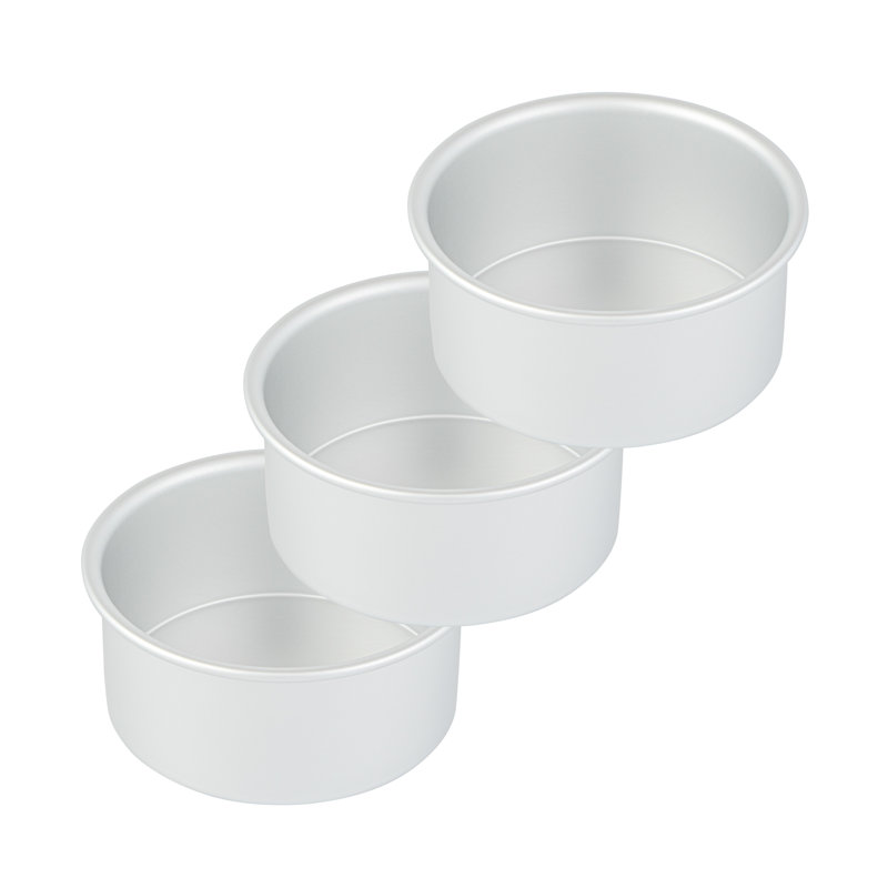 Plat de cuisson à parois droites 6 x 3 pouces, 1 moule à gâteaux rond - prêt à être utilisé au four, congelé, en aluminium anodisé, résistant aux graisses, pour gâteau d'anniversaire
