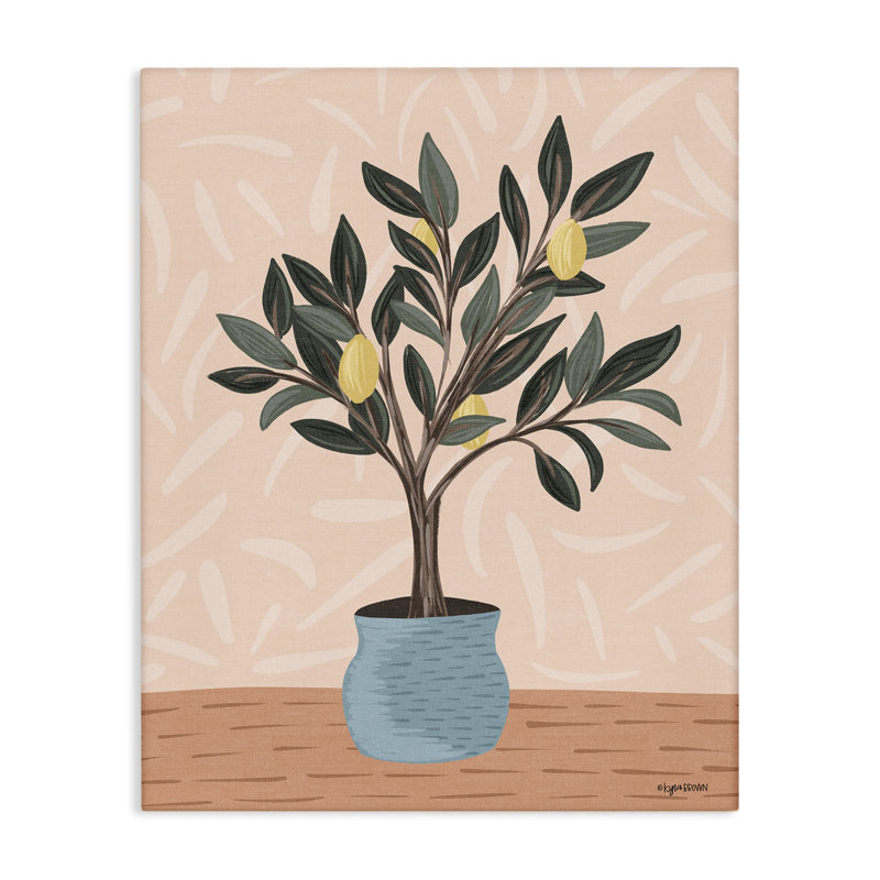 «Warm Lemon Tree in Vase», art mural par Lady Louise Designs, 20" H x 16" W