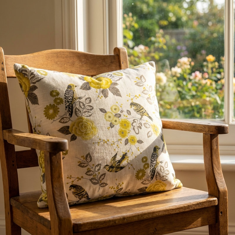 Song Bird Gardens Indoor/Outdoor Pillow Cover & Insert, 12" x 20", Lumbar Pillow