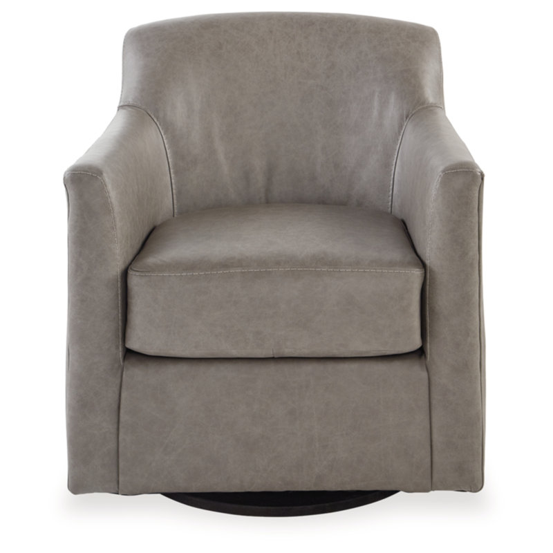 Bradney Upholstered Swivel Accent Chair, Gray Faux Leather