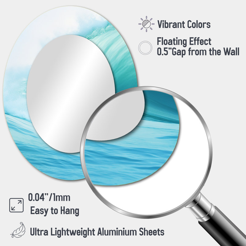 Miroir mural Turquoise Wondrous Wave Spiral I - Teal, 43 po x 33 po