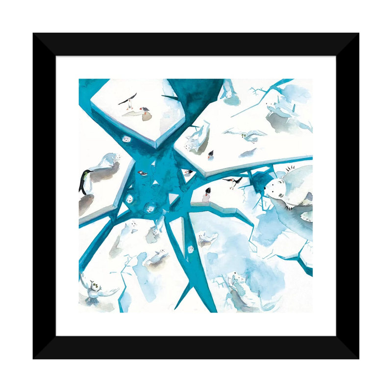 Arctique - imprimé, Papier encadré noir, Blanc, H 16 po x l 16 po x p 1 po