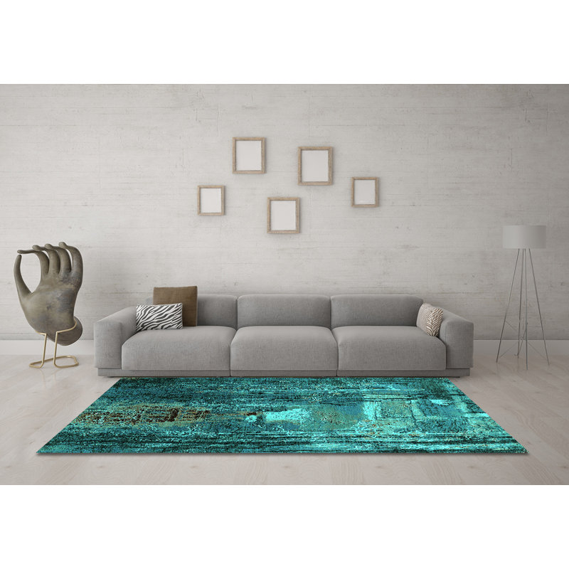 Wenyu Performance Abstract Indoor Rug, Square 6'