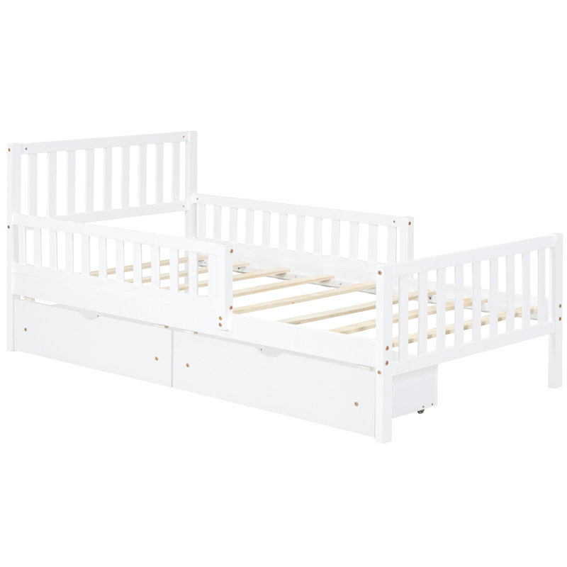 Lit plateforme simple avec garde-corps et rangement - Extension en bois blanc Glamour, Lit simple, Blanc