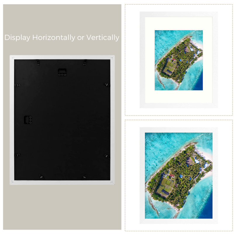 Cadres photos muraux Matte Gallery - Basics by Wayfair ™, Blanc, 11 po x 14 po emmêlé à 8 po x 10 po