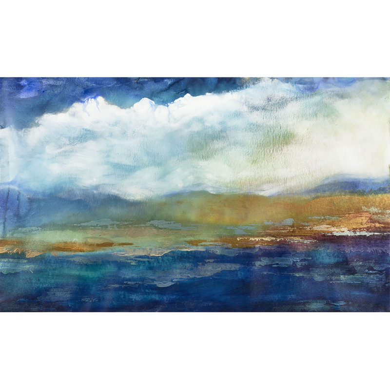 Jeweled Sunset Print by Jennifer Hollack Raboin, 31" H x 50" W x 2.25" D, Silver Frame Canvas