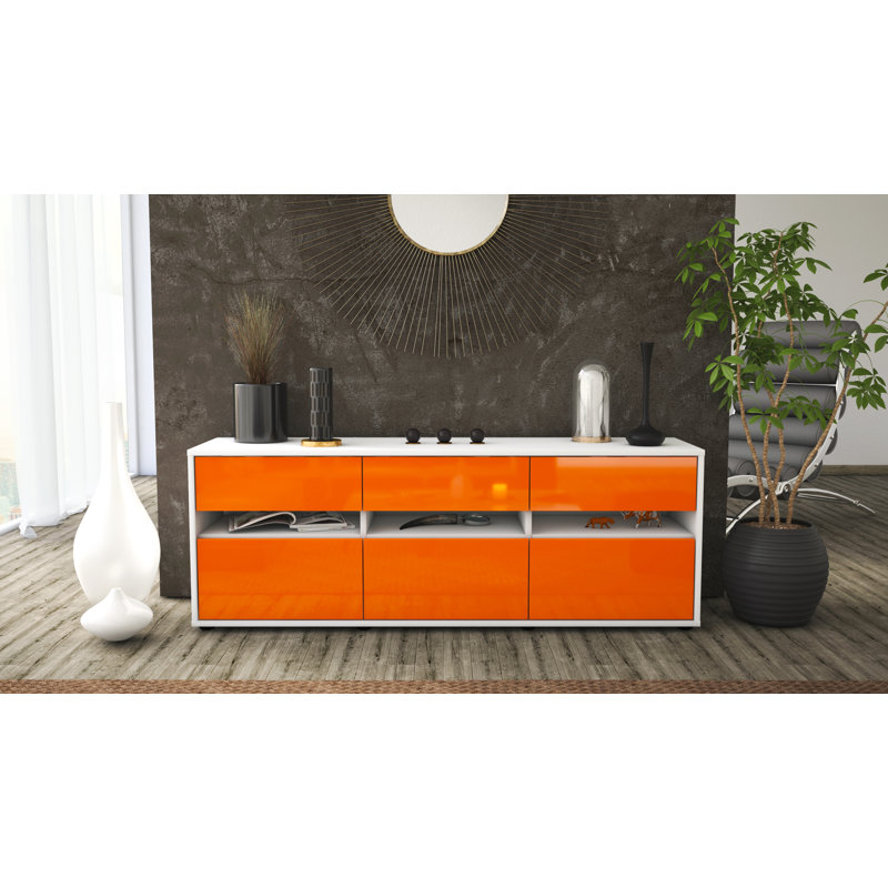 Yamashita TV Stand, Hochglanz Orange/Matt Weiß