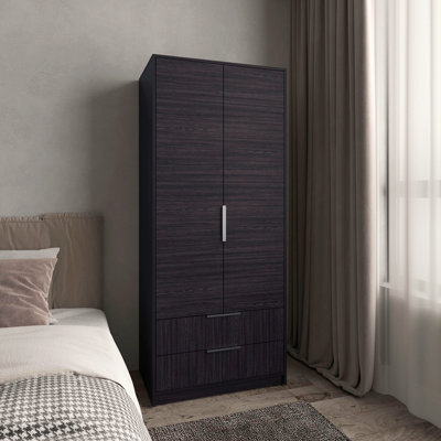 Armoire Wenden, portes doubles, deux tiroirs, tringle suspendue et tablettes intérieures, garde-robe