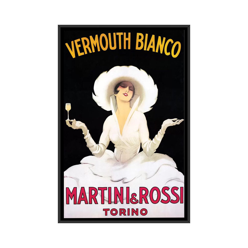 «Vermouth Bianco», impression sur toile, H 26 po x l 18 po x P 1,5 po, Toile avec cadre noir, Pas de tapis