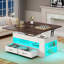 Table basse à plateau relevable, tables basses 4 en 1 avec rangement et compartiment caché, table basse de style campagnard-350447674-350447675