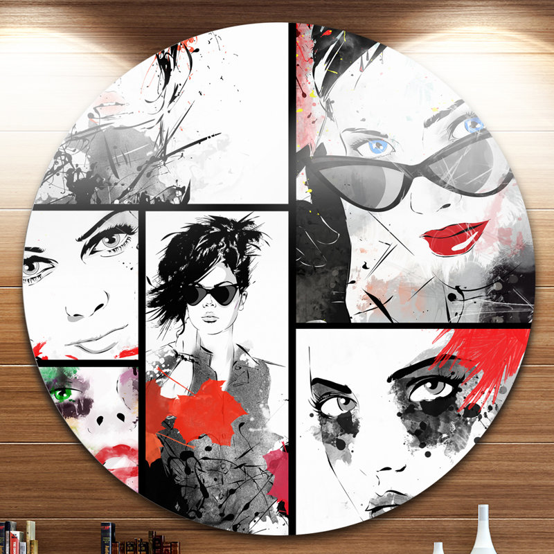 «Beautiful Face Collage», peinture, H 23 po x l 23 po x P 1 po, Métal