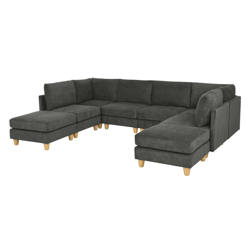 Boatwright Modular Sectional, Dark Gray Polyester Blend