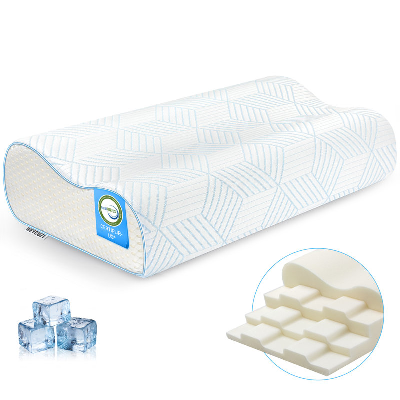 Oreiller de refroidissement en mousse à mémoire de forme à 4 couches pour le soutien du cou, oreillers ergonomiques réglables pour une hauteur personnalisable