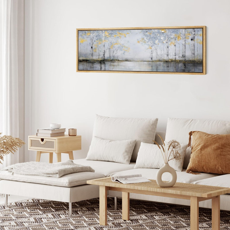 Aspen Birch Winter Birch Trees Silver and Gold Nature Landscape, reproduction d'art sur toile, H 20 po x l 60 po, Naturel