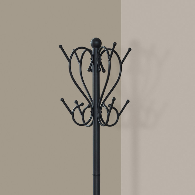 Stylish Free Standing Hall Tree With 8 Hooks, Umbrella Holder, And Elegant Scroll Design For Entryways And Bedrooms