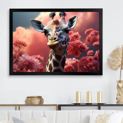 " Popart Pink Giraffe In Love "