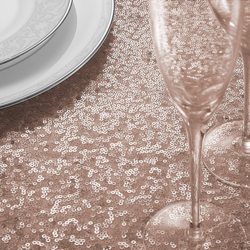  Solid Color Sequin Table Runner, Rose Gold, 72" x 12"