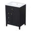 Meuble-lavabo de 24 po avec lavabo, panneau de fibres à densité moyenne et bois d'hévéa, 3 tiroirs et armoire avec tablettes réglables, conception moderne pour les petites et moyennes salles de bain-616206702-616206699