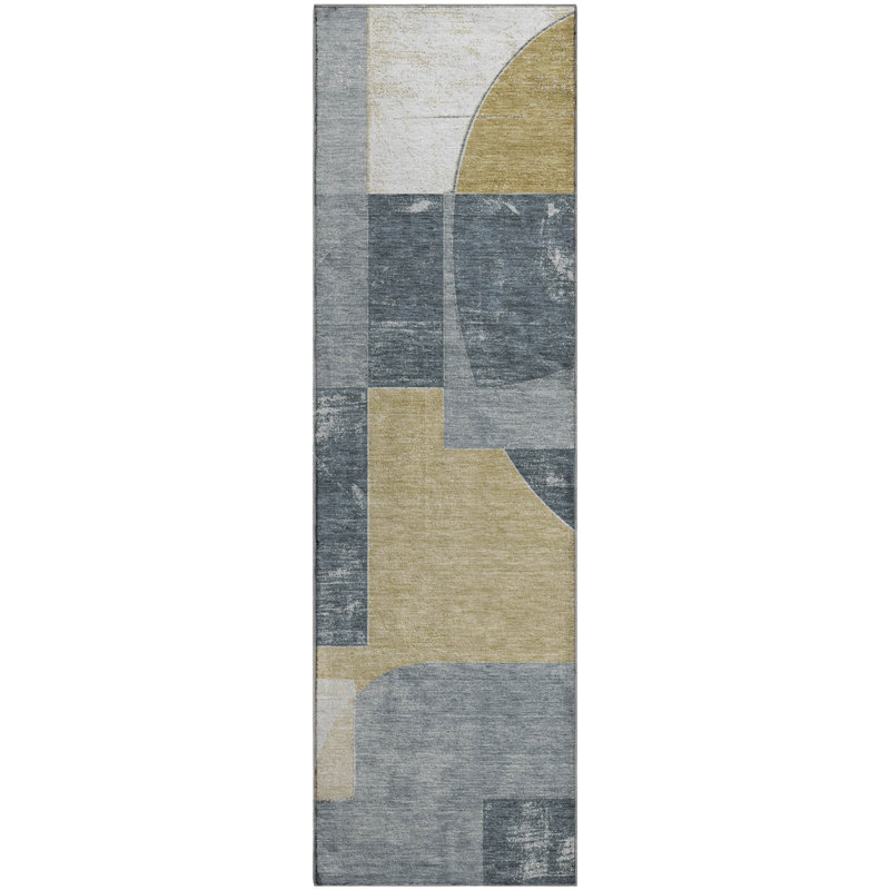 Premium Machine Washable Mehara AMF1692 Mid Century Rug, Runner 2'3" x 7'6"