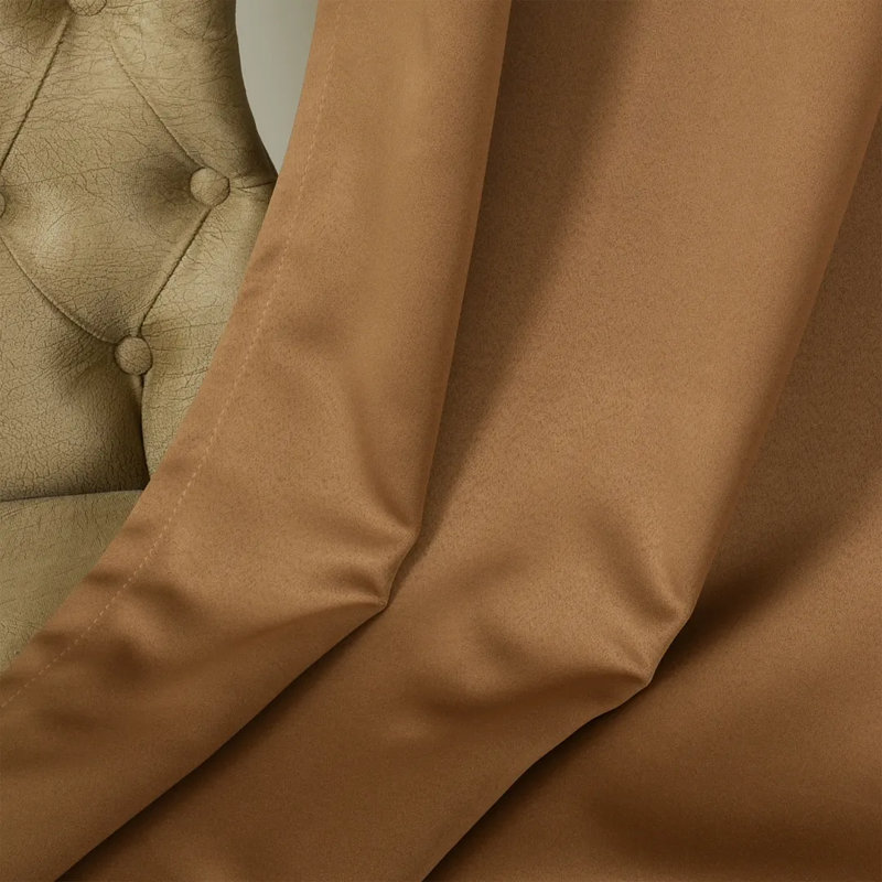Extra Wide & Extra Long Custom Made Solid Color Room Darkening Single Curtain Panel, 100" W x 204" L, Mocha