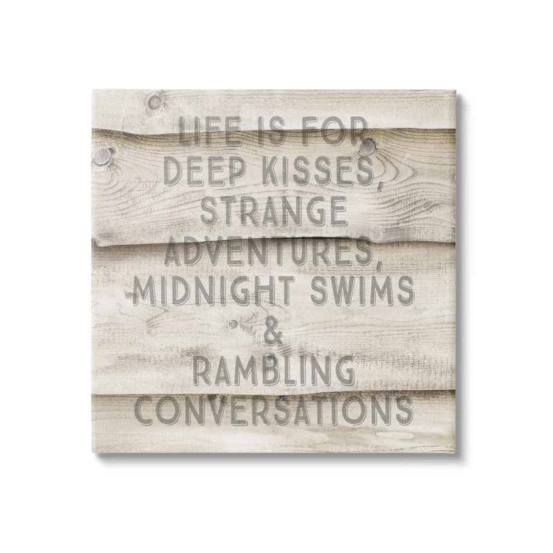 Motif romantique typographique romantique, conception de grain rustique par Amy Brinkman - impression, Toile tendue