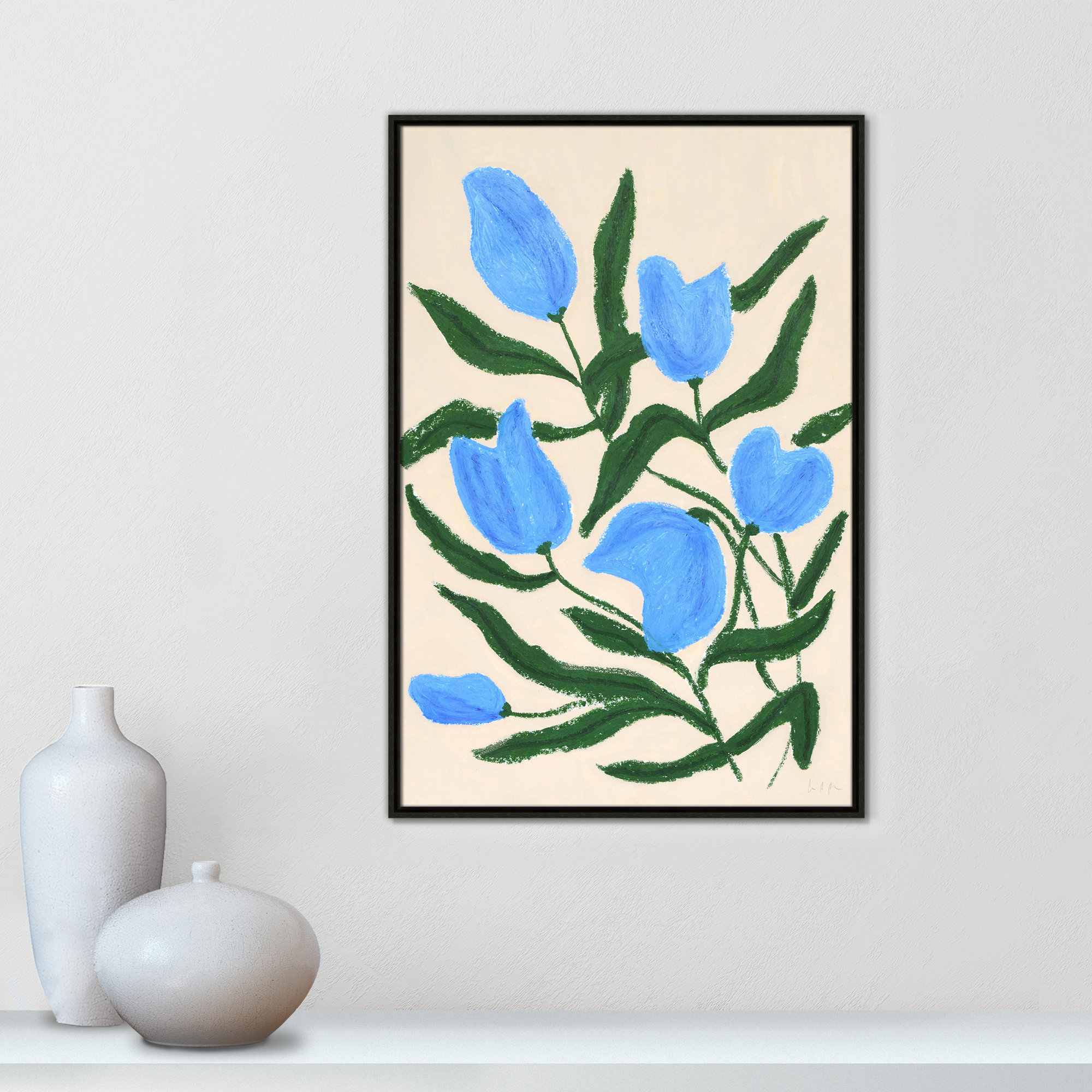 Blue Tulips Print by Camilla Bergqvist, Espresso, 37.5" H x 25.5" W