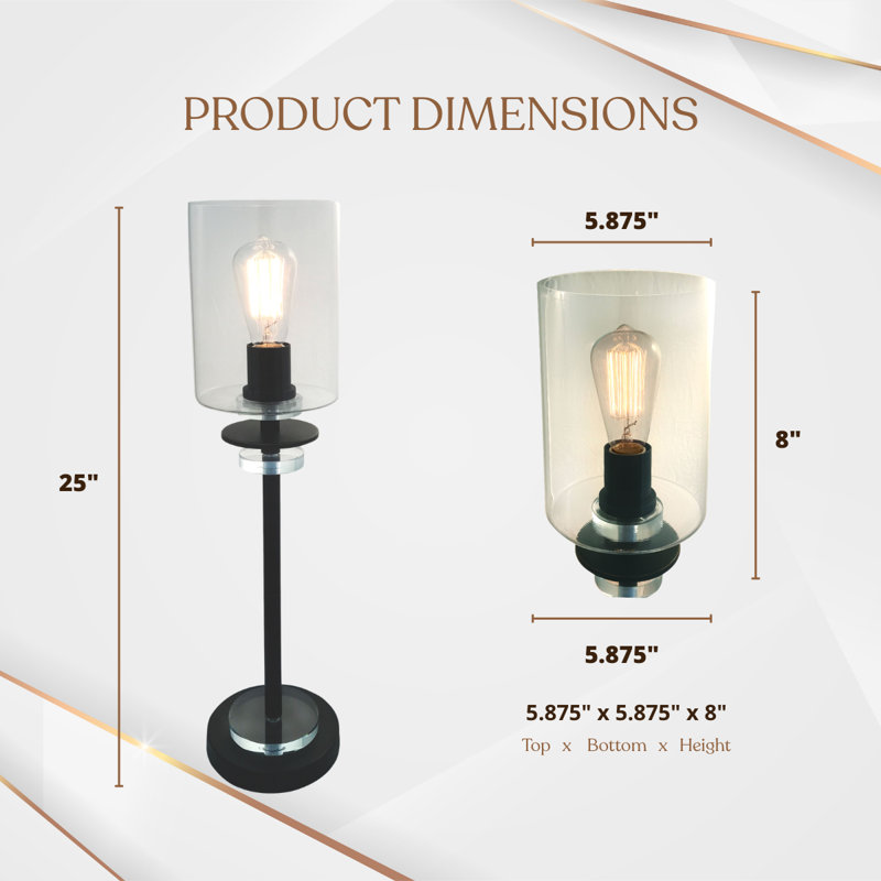 Royal Designs, Inc. 25" Crystal Accent Table Lamps Set of 2, Oil-Rubbed Bronze Finish with Clear Glass Shades