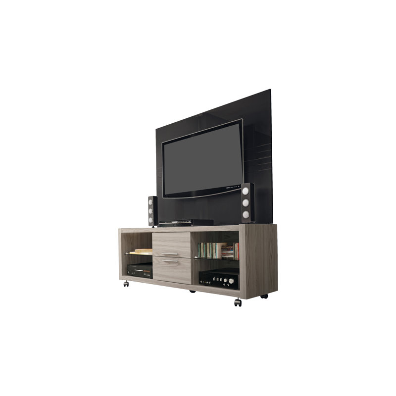 Austwell Unfinished TV Stand with Fireplace Included, Nature White / Pro Touch